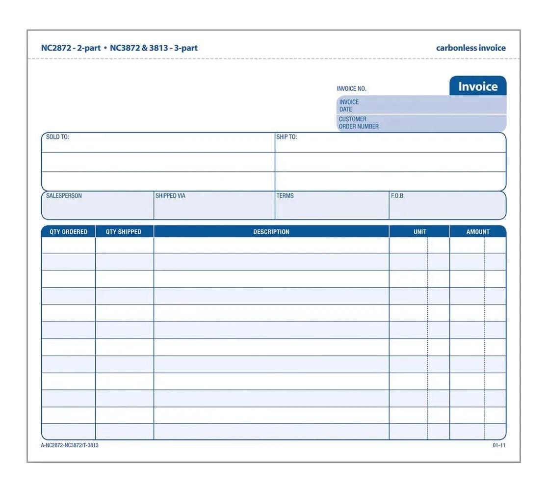 Adams Multipart General-Purpose Invoice Forms Two-Part Carbonless 8.5 x 6.94 50 Forms Total