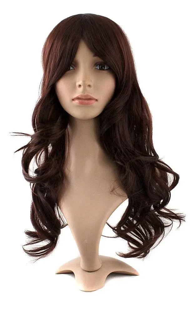 MapofBeauty 24 Inch/60cm Charming Synthetic Fiber Long Wavy Hair Wig Women Party Full Wig (Dark Brown/Red Brown)