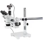 AmScope Trinocular LED Boom Stand Stereo Zoom Microscope + 5MP Camera