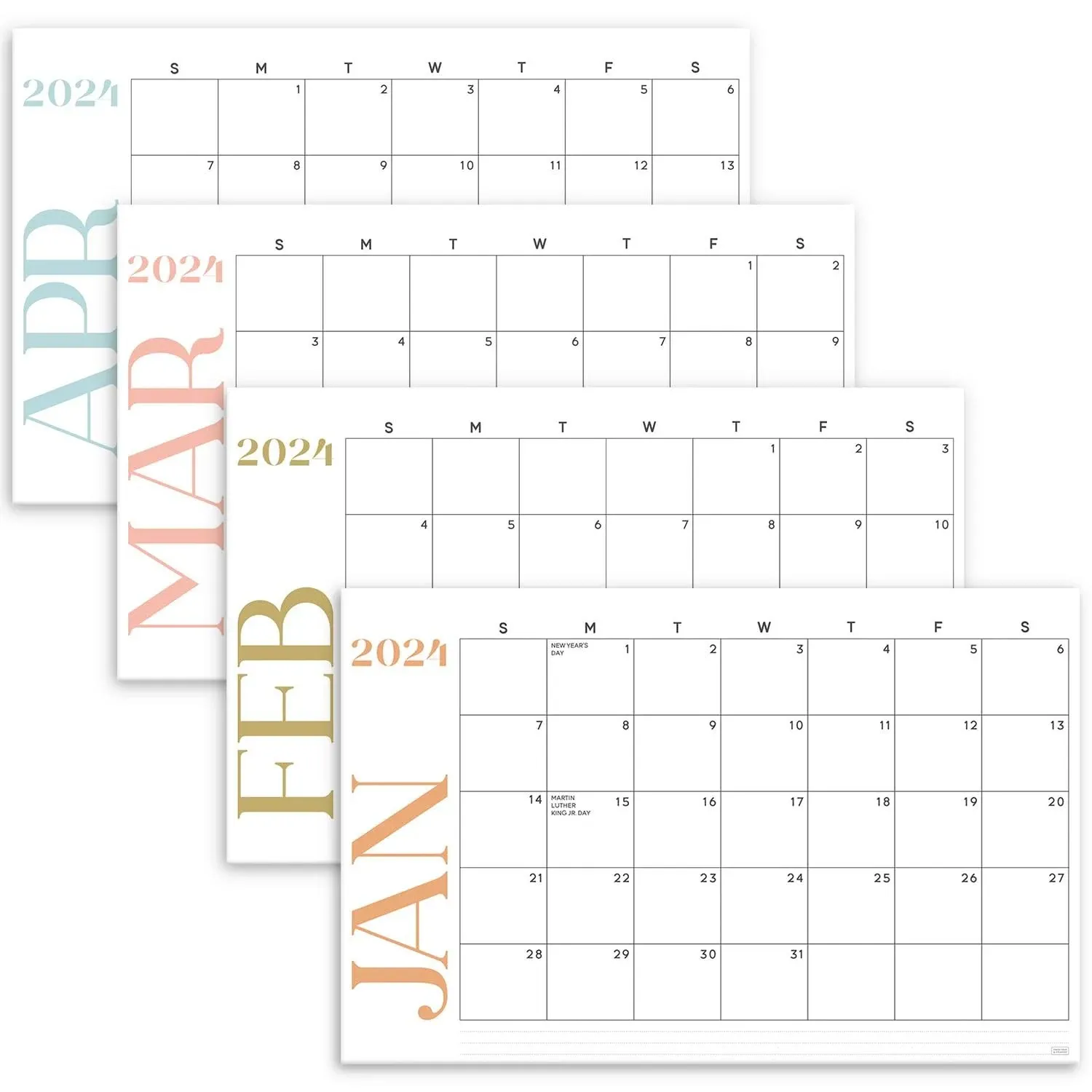 S&O Modern Large Desk Calendar from January 2024 to June 2025 - Tear-Away Table Calendar 2024-2025 - Desktop Calendar 2024-2025 - Academic Desk Calendar 2024-2025 - Desk Calendar Large - 11x17in