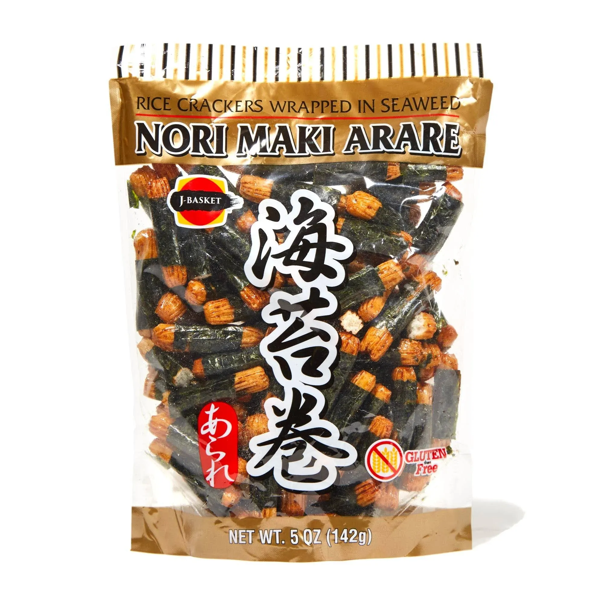 Shirakiku Japanese Nori Maki Arare Rice Crackers with Seaweed | Glutinous Rice, Soy Sauce, Wheat, and Seaweed | Crispy and Savory Cracker Snacks, Seaweed Flavor, 5 Oz - (Pack of 2)