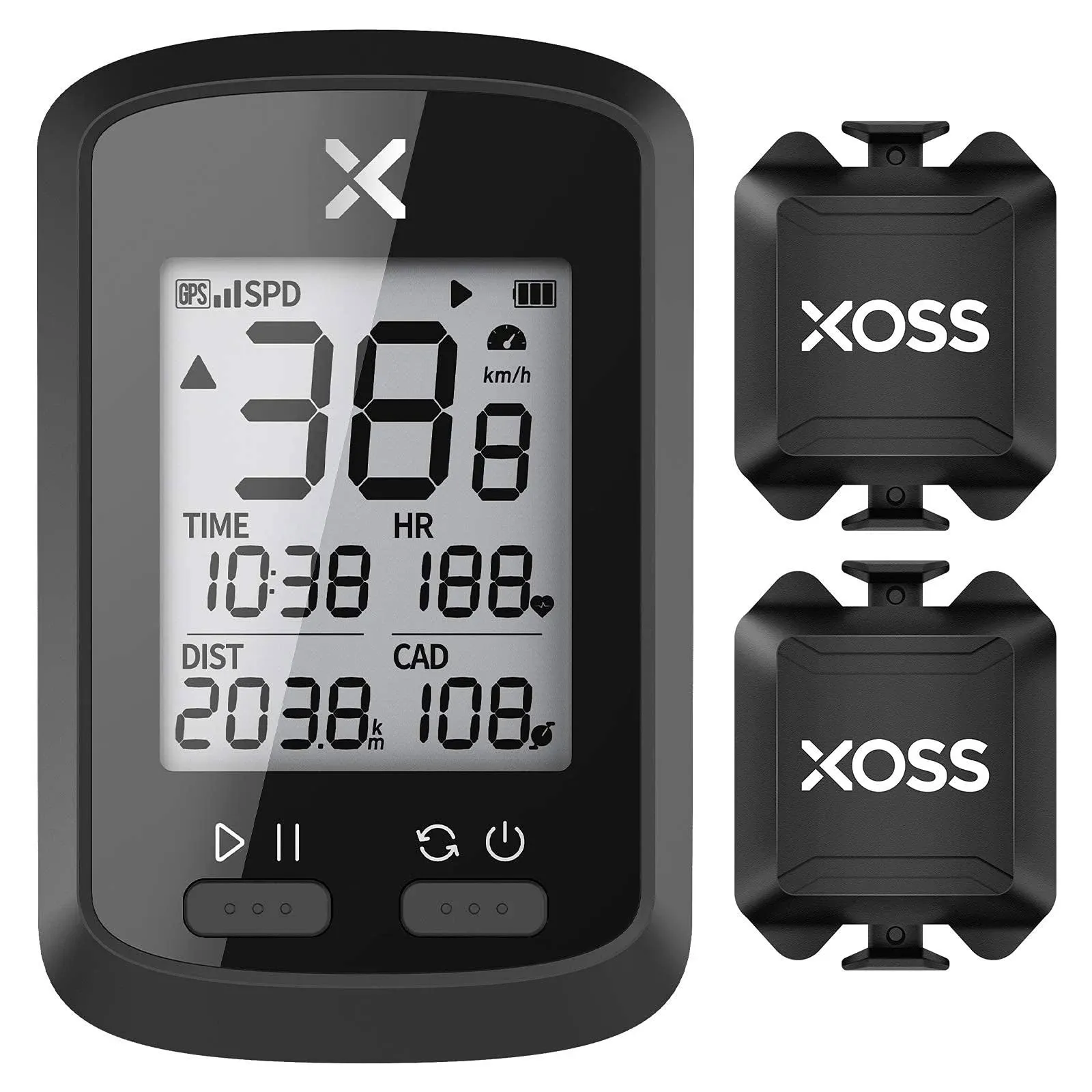 XOSS G+ GPS Bike Computer ANT+ with 2 Smart Cadence Sensor, Bluetooth Cycling ...