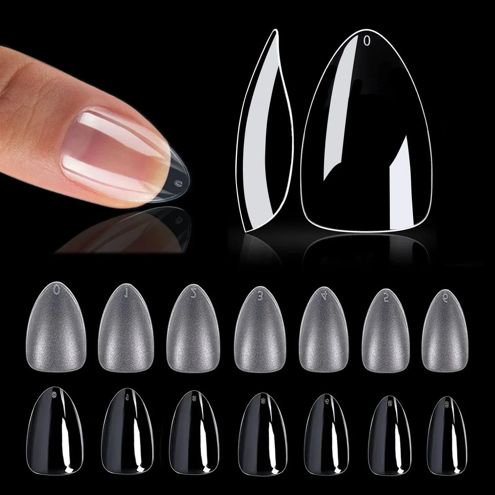 JUNPU 1020 Pcs Short Almond Nail Tips for Gel Extensions, Soft Gel Full Cover ...