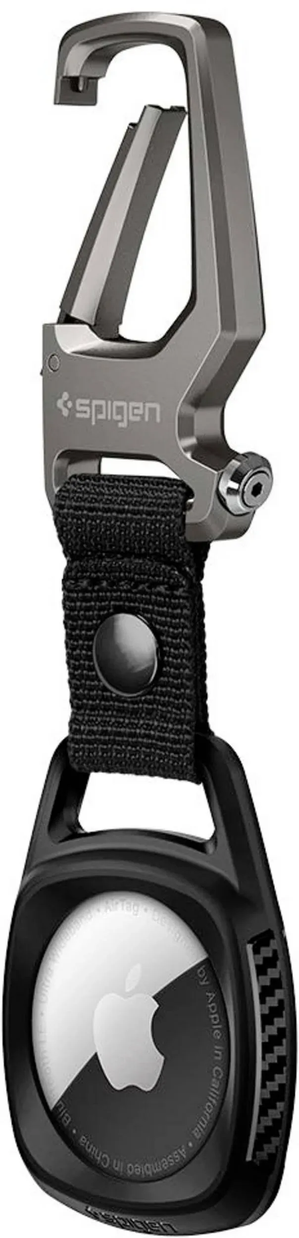 Spigen Rugged Armor Compatible with Apple AirTag Case Cover AirTag Holder Designed for AirTag Keychain Ring (2021)