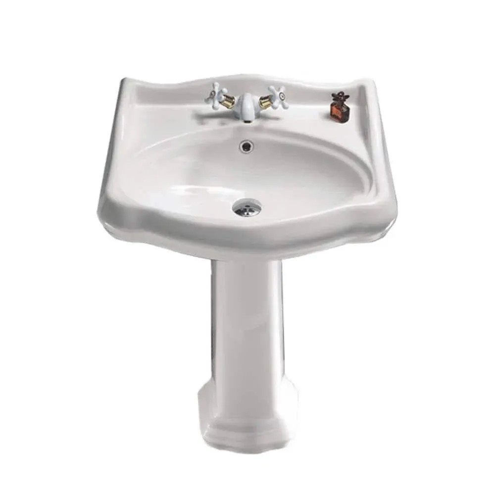 Classic-Style White Ceramic Pedestal Sink, One Hole