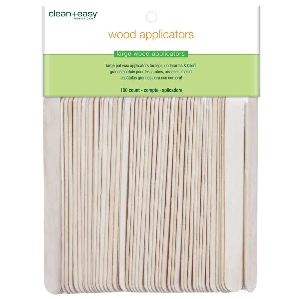 Clean + Easy Wooden Wax Applicator Sticks for the Body, Large Disposable Spatula, for Smooth and Easy Application, for Arms, Legs, Chest, and Back, for Salon and DIY Home Waxing, 100 pcs.