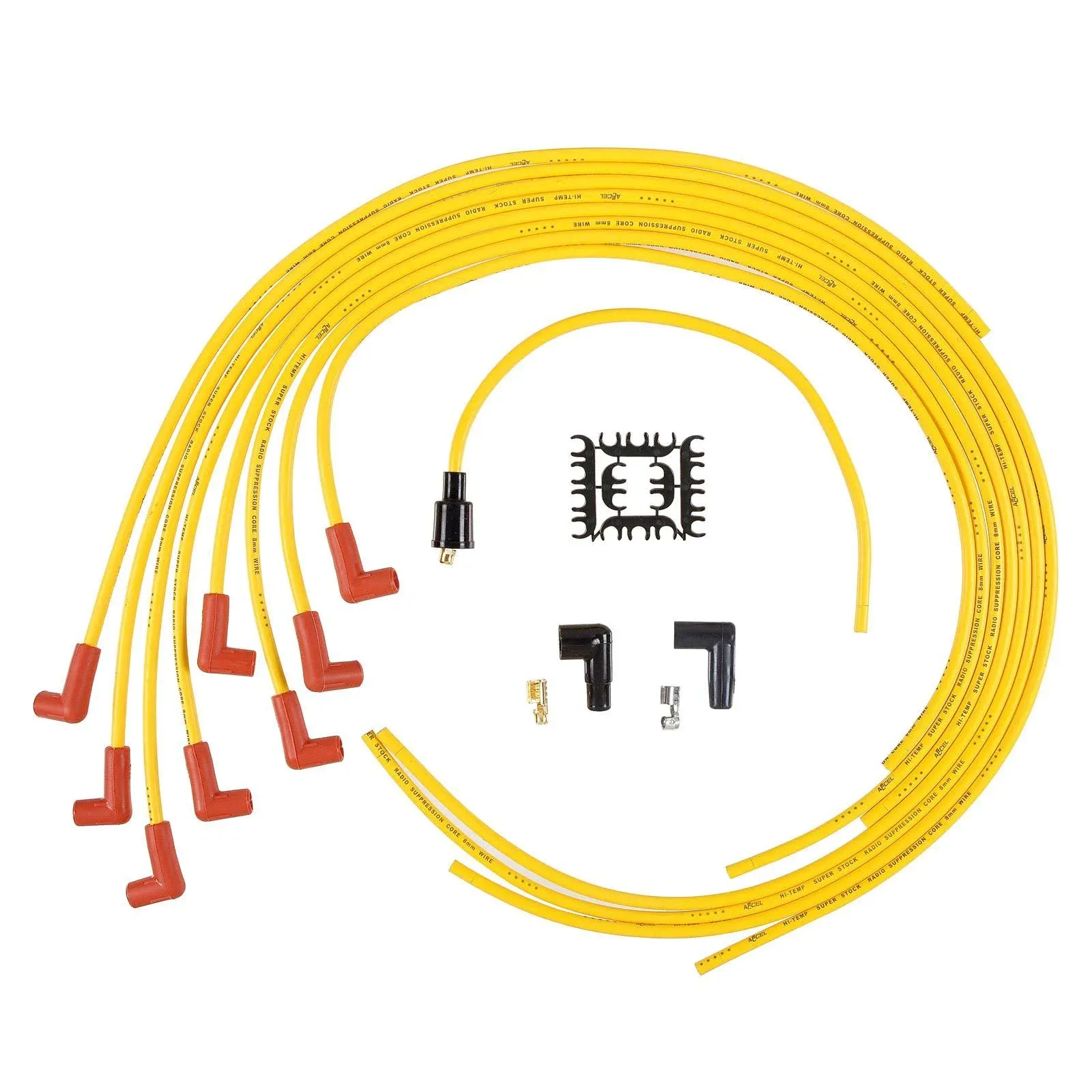 ACCEL 4041 Spark Plug Wire Set - 8mm - Yellow with Orange 90 Deg Boots