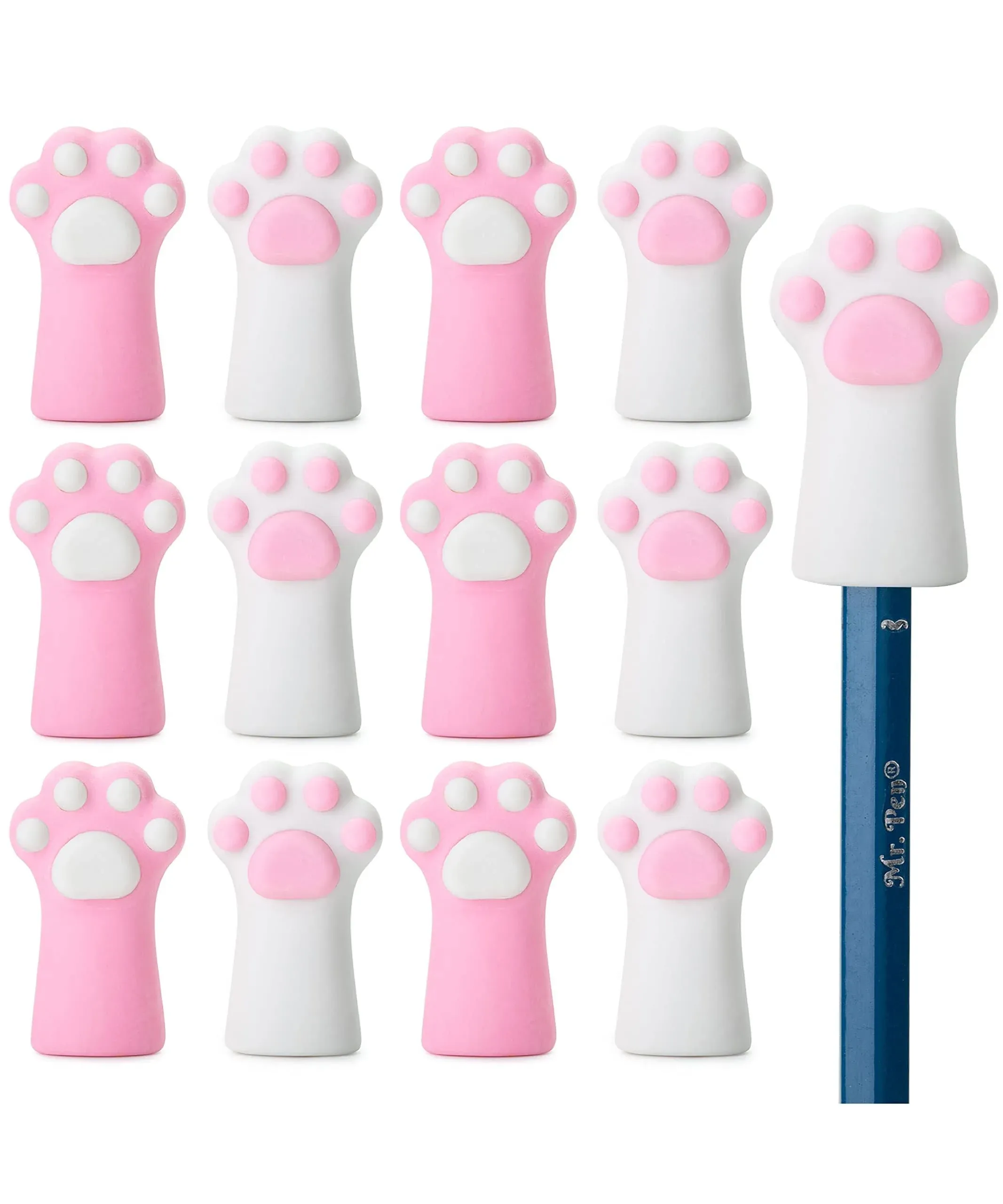 Mr. Pen- Cat Paw Top Eraser, 12 Pack, Cute Erasers for Kids, Pencil Erasers Toppers, Fun Erasers, Kids Erasers, Fun Erasers Kids, Pencil Top Erasers for Kids, Pencil Toppers, Cap Erasers, Eraser Caps