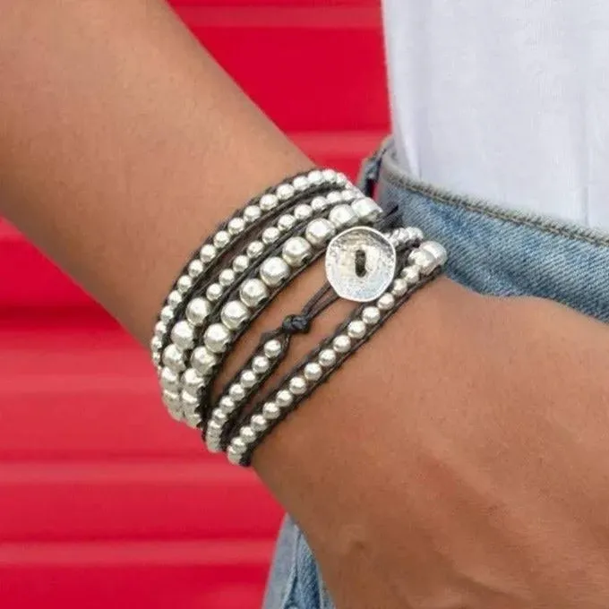 Spirit Wrist Silver Zinc + Black Logan Boho Wrap Bracelet