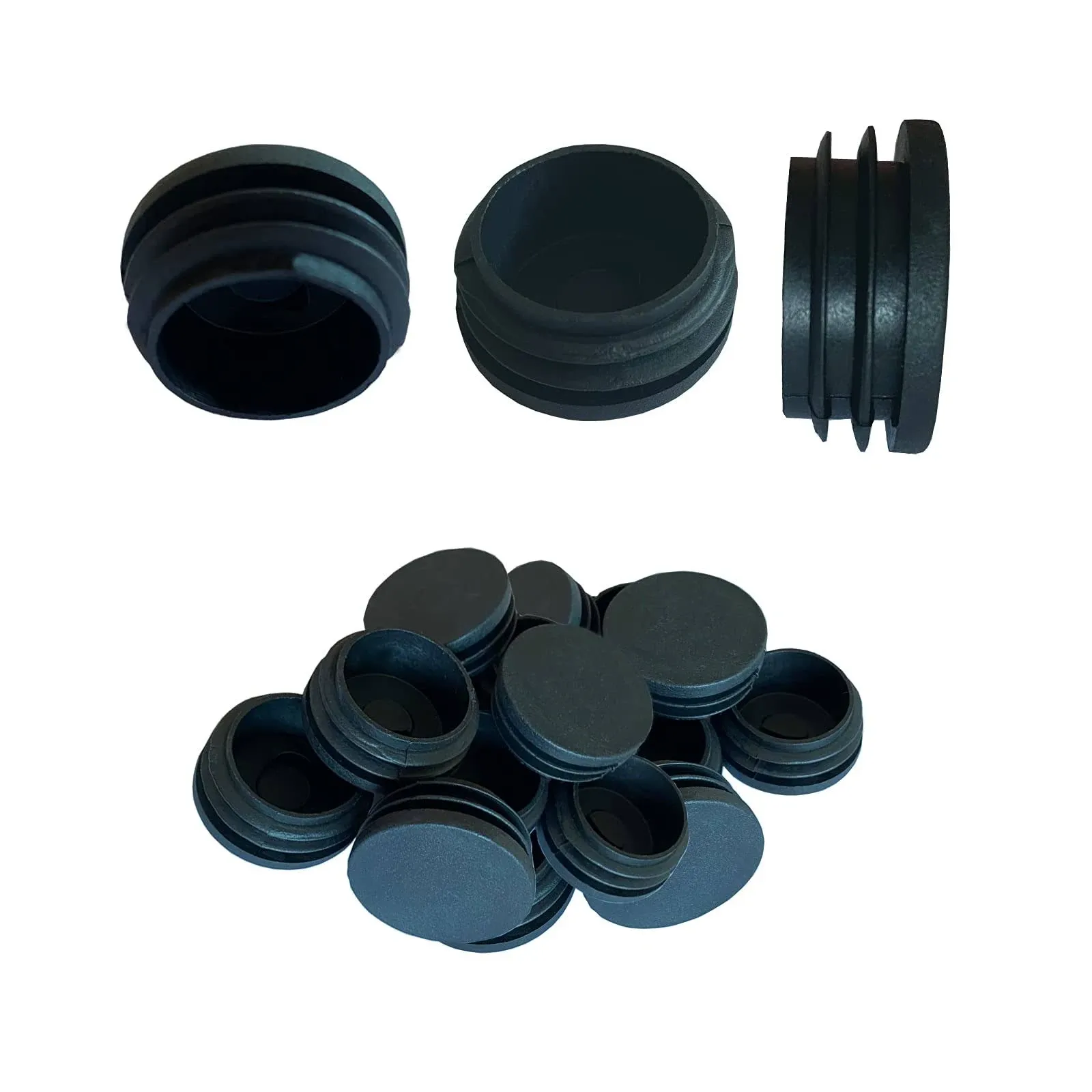 Round Tubing Plug Cap, 1-1/2 Inch 16Pcs Tubing End Cap Plastic Plugs Chair Glide Insert Finishing Plug, Black