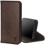 TORRO Leather Case Compatible with iPhone 11 – Genuine Leather Wallet Case/Cover with Card Holder and Stand Function (Dark Brown)