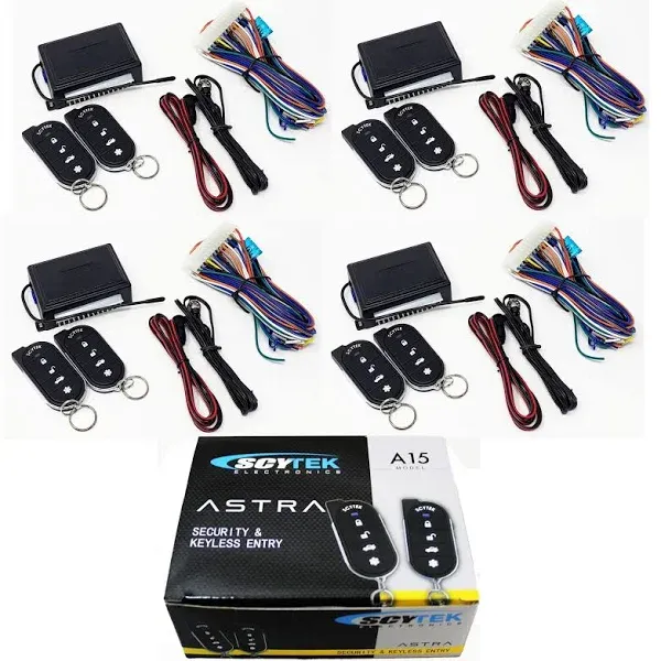 Scytek A15 Keyless Entry Car Alarm Security System, 2 Key Fob 4 Door Locks