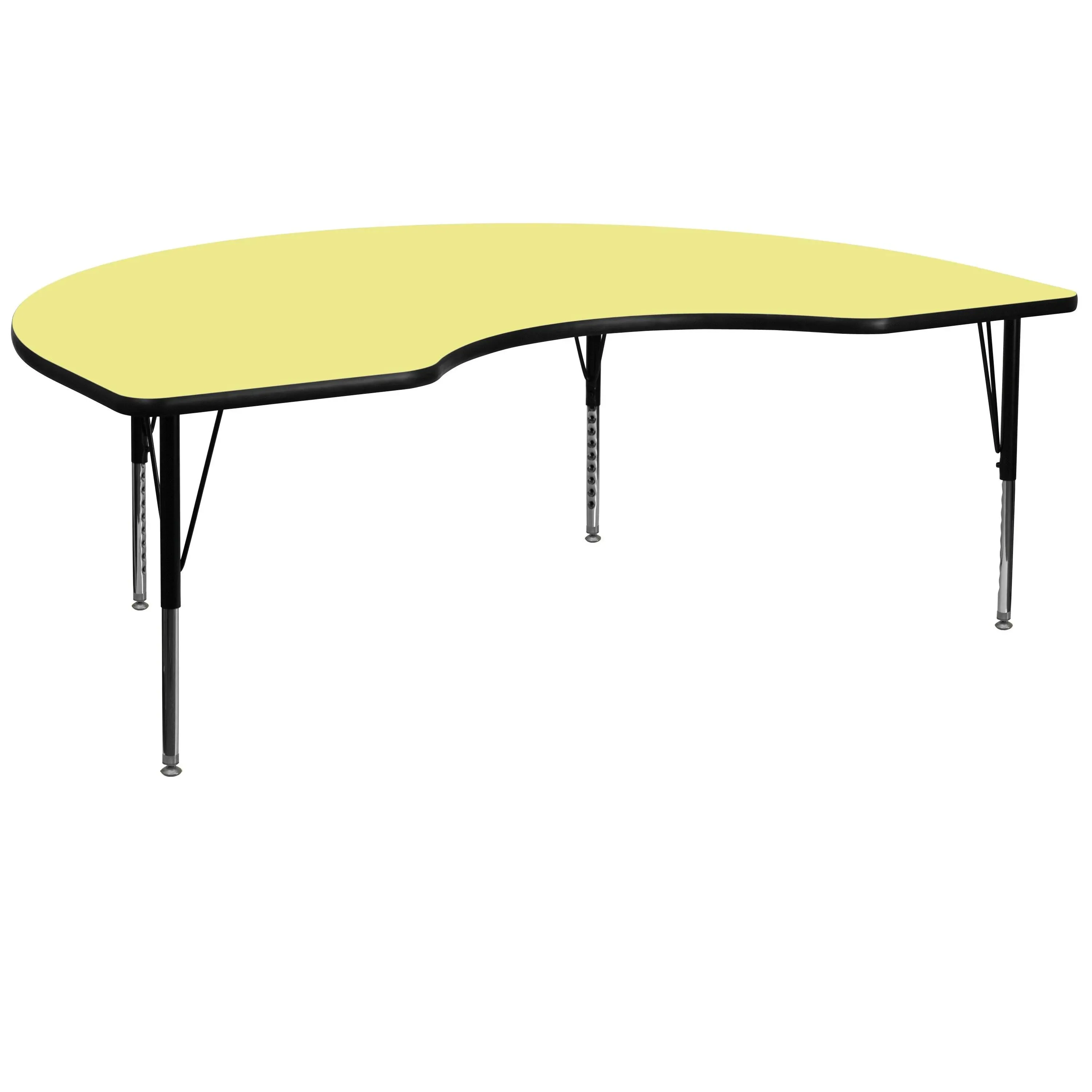 Flash Furniture 48''W x 72''L Kidney Yellow Thermal Laminate Activity Table