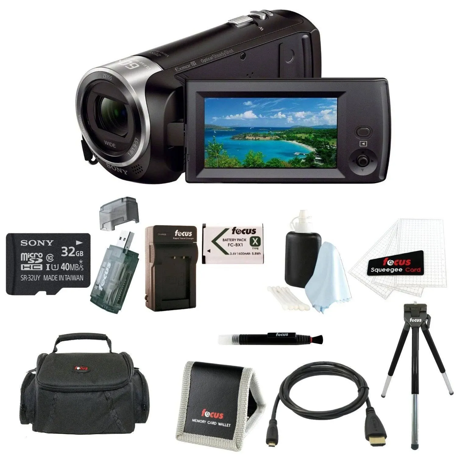 Sony CX405 Handycam 1080p Camcorder with 32GB SD Card and Accessory Bundle