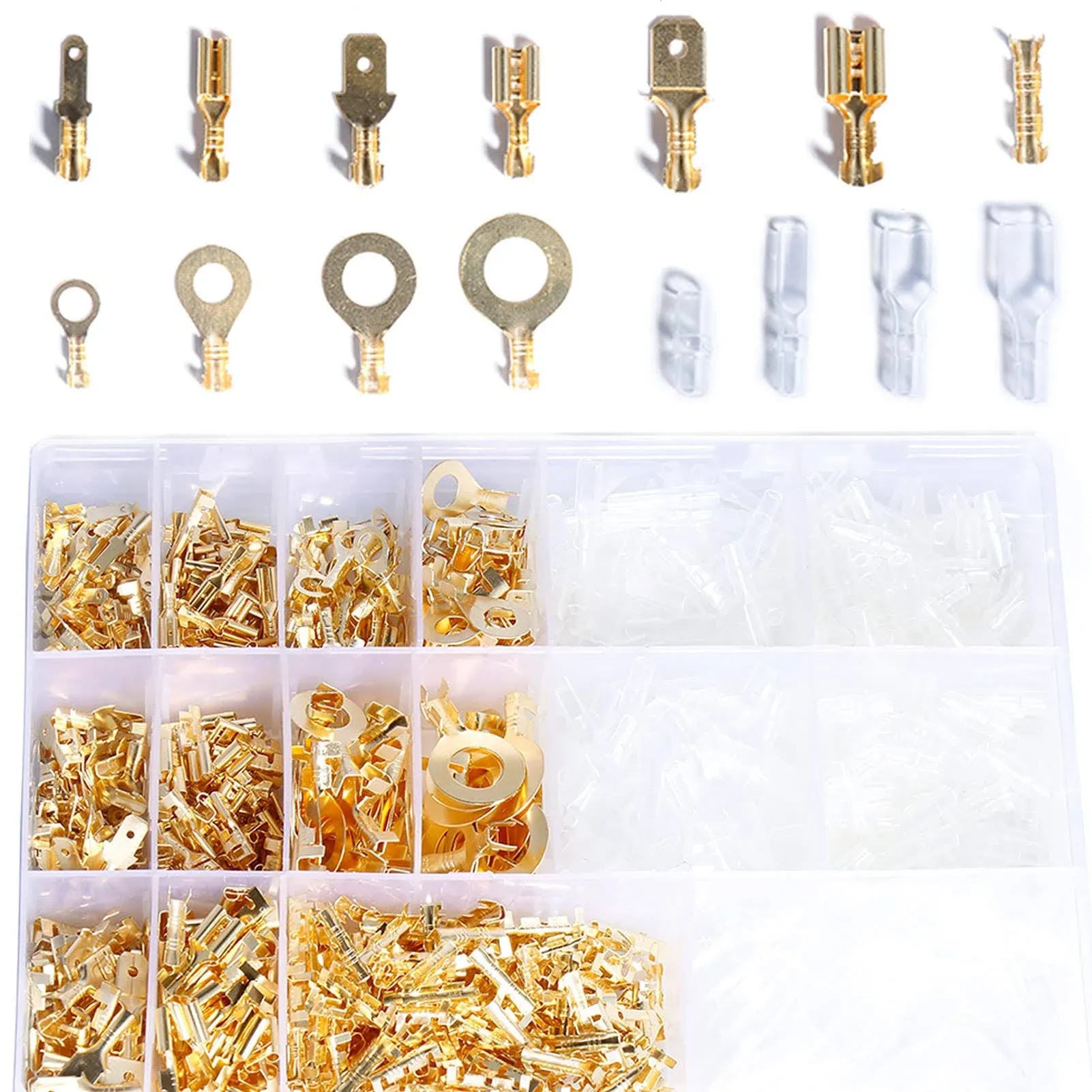 1000 Pcs 2.8/4.8/6.3 mm Quick Splice Crimp Terminals Male Female Wire Spade Connector Wire Crimp Terminal Block with Insulating Sleeve Assortment Kit for Car Audio Speaker Electrical Wiring