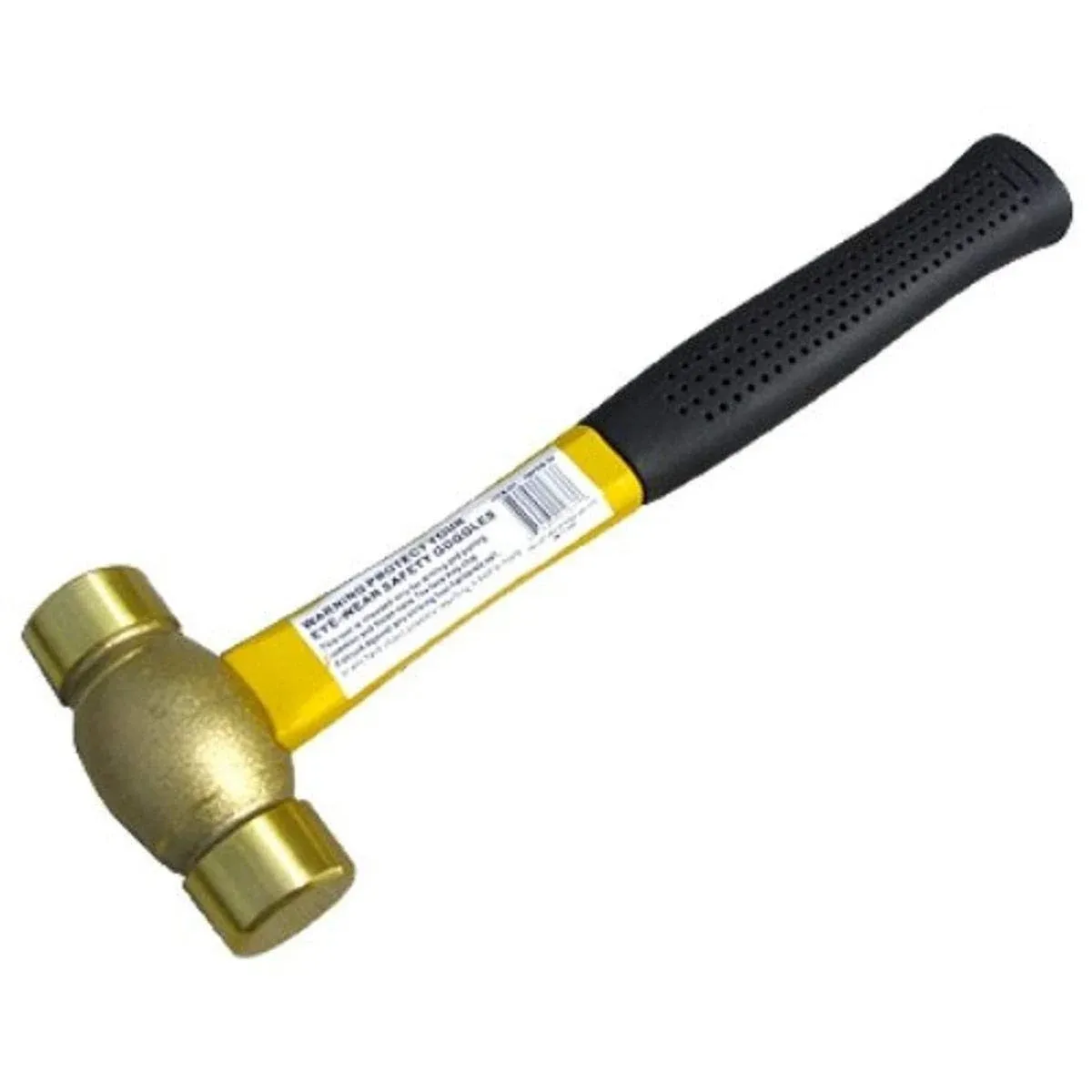 HHIP 7080-0037 Fiberglass Handle Brass Hammer, 1-1/4" Head Diameter x 12-1/2" Length, 1-1/2 lb. Size