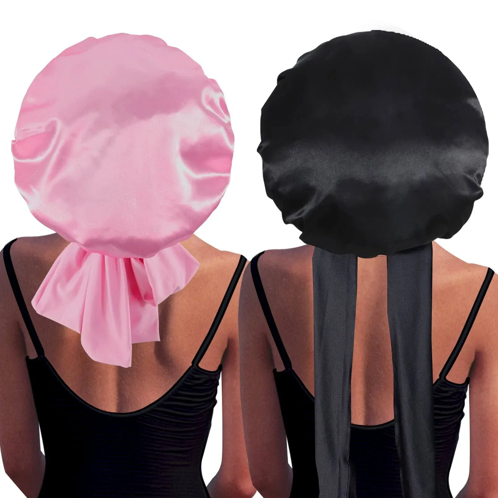 Bonnet with Tie Band2 Pcs Satin Bonnets for Black WomenSilk Bonnet for Sleepi...