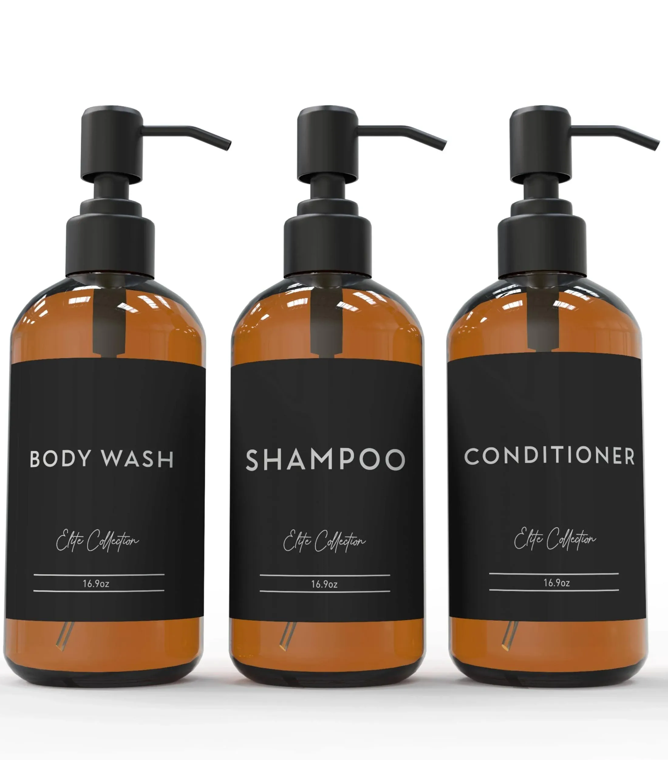 Shampoo & Conditioner Dispenser Bottle Set of 3-16.9 oz, Empty Shampoo Bottle for Bathroom & Shower, Refillable Body Wash Bottle with Pump for Shower Wall, Bathroom Essentials & Gift