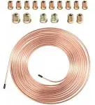 ESEWALAS Flexible Brake Line Tubing Kit,25 Feet of 3/16 Inch Copper Nickel Brake Line with 16 Fittings, Rustproof Brake Line Tubing Coil,Fits for Hydraulic Braking Systems,Fuel Systems, etc.(Silver)