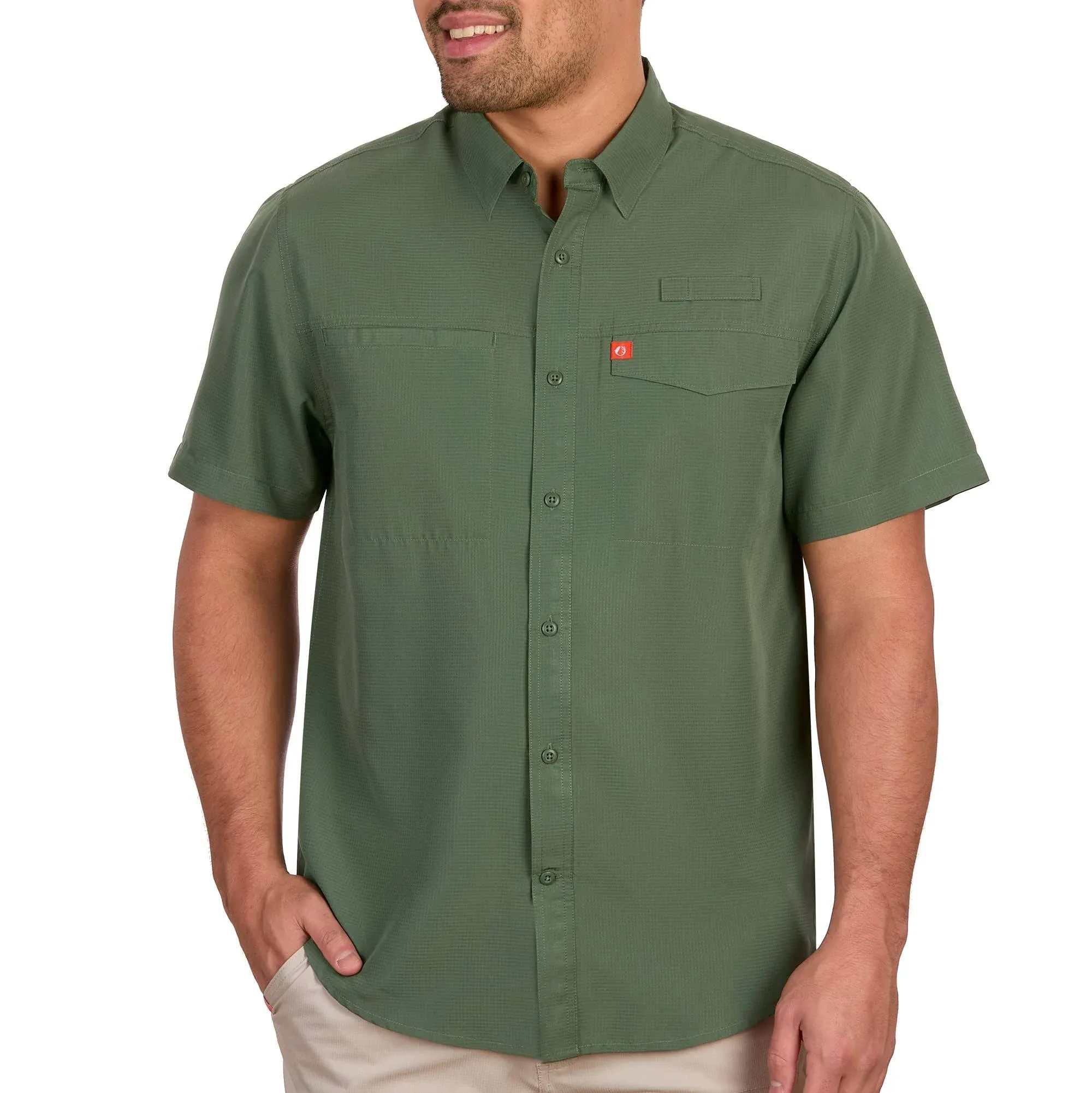 The American Outdoorsman Poly Grid Fishing Short Sleeve Shirt for Men - Up40 ...