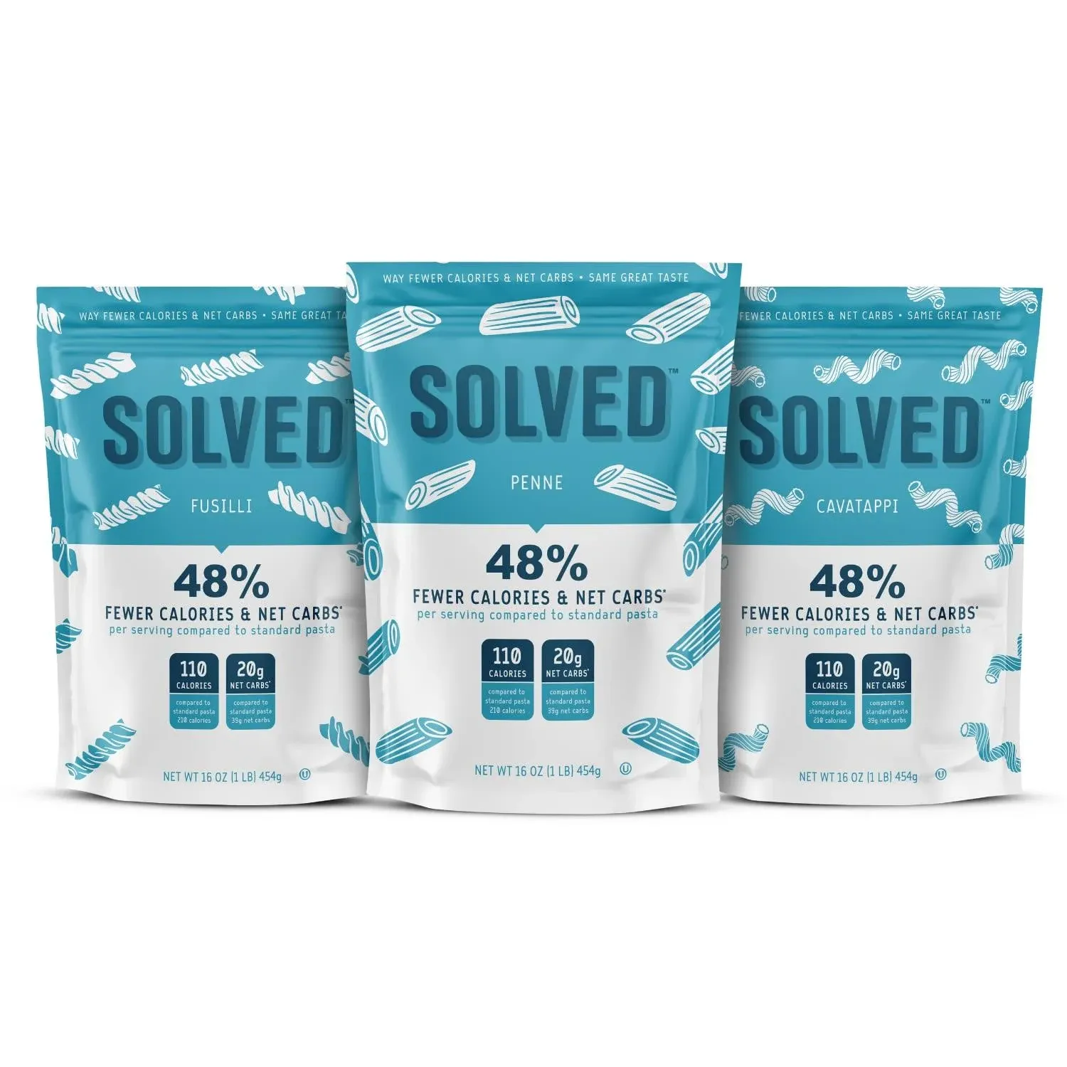 Solved Low Calorie and Low Carb Pasta (Variety 3 Pack) | 48% Fewer Calories & Net ...