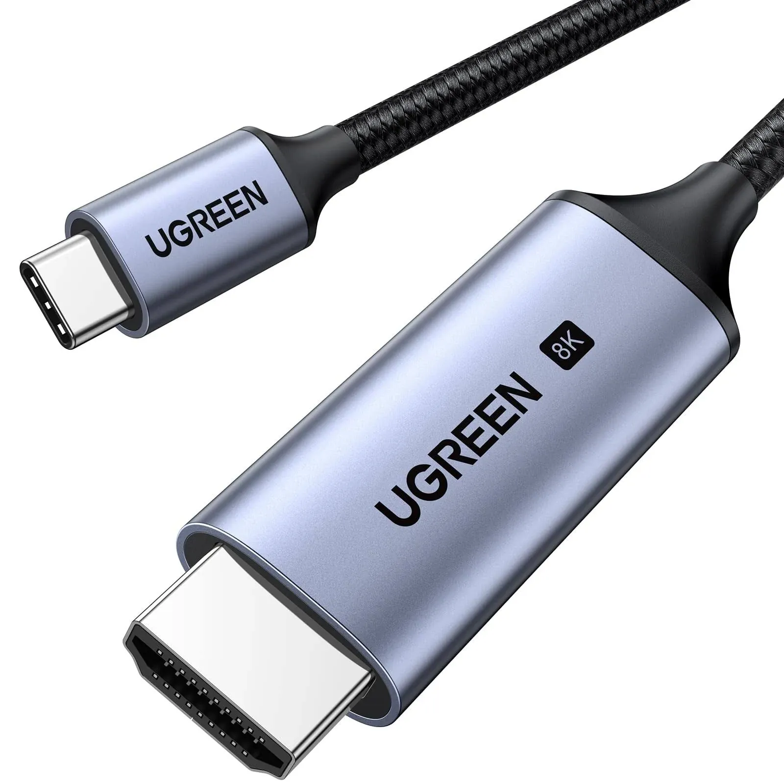 UGREEN USB C to HDMI 2.1 Cable 2M 8K@60Hz 4K@240Hz Thunderbolt 4/3 to HDMI 48Gbps HDR HDCP2.3 Type C to HDMI Cord Compatible with MacBook Pro Air iPad, iPhone 16/15 Pro Max, Galaxy S24, Pixel 9, XPS