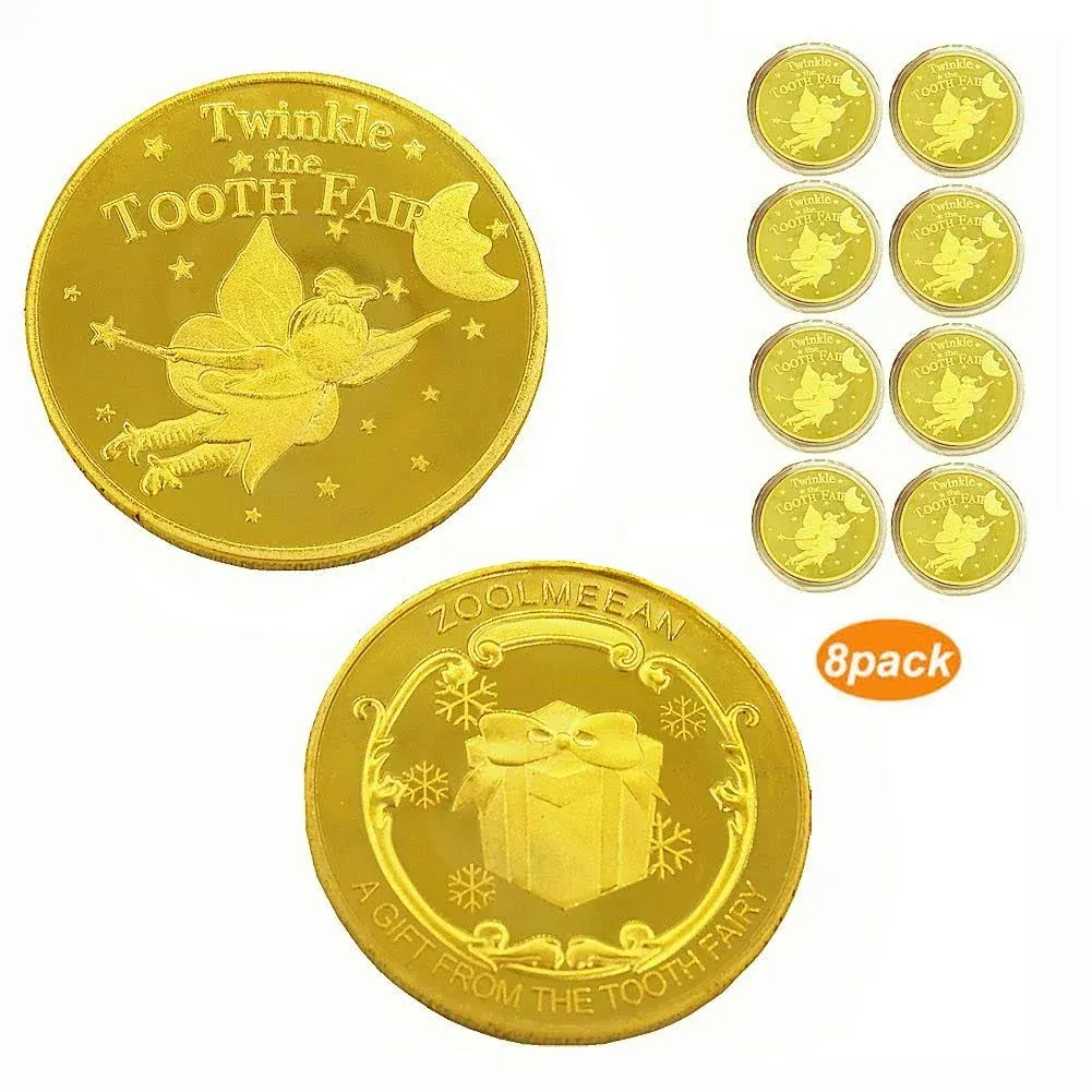 ZOOLMEEAN Tooth Fairy Gold Coin Reward Golden Money Commemorative Coin Collection ...