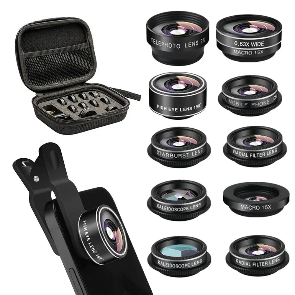 11 In 1 Phone Camera Lens Kit Telephoto Lens and Fisheye Lens Kaleidoscope