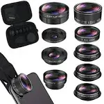 KEYWING Phone Lens Kit 9 in 1 Camera Lens, Zoom Lens+198° Fisheye... 