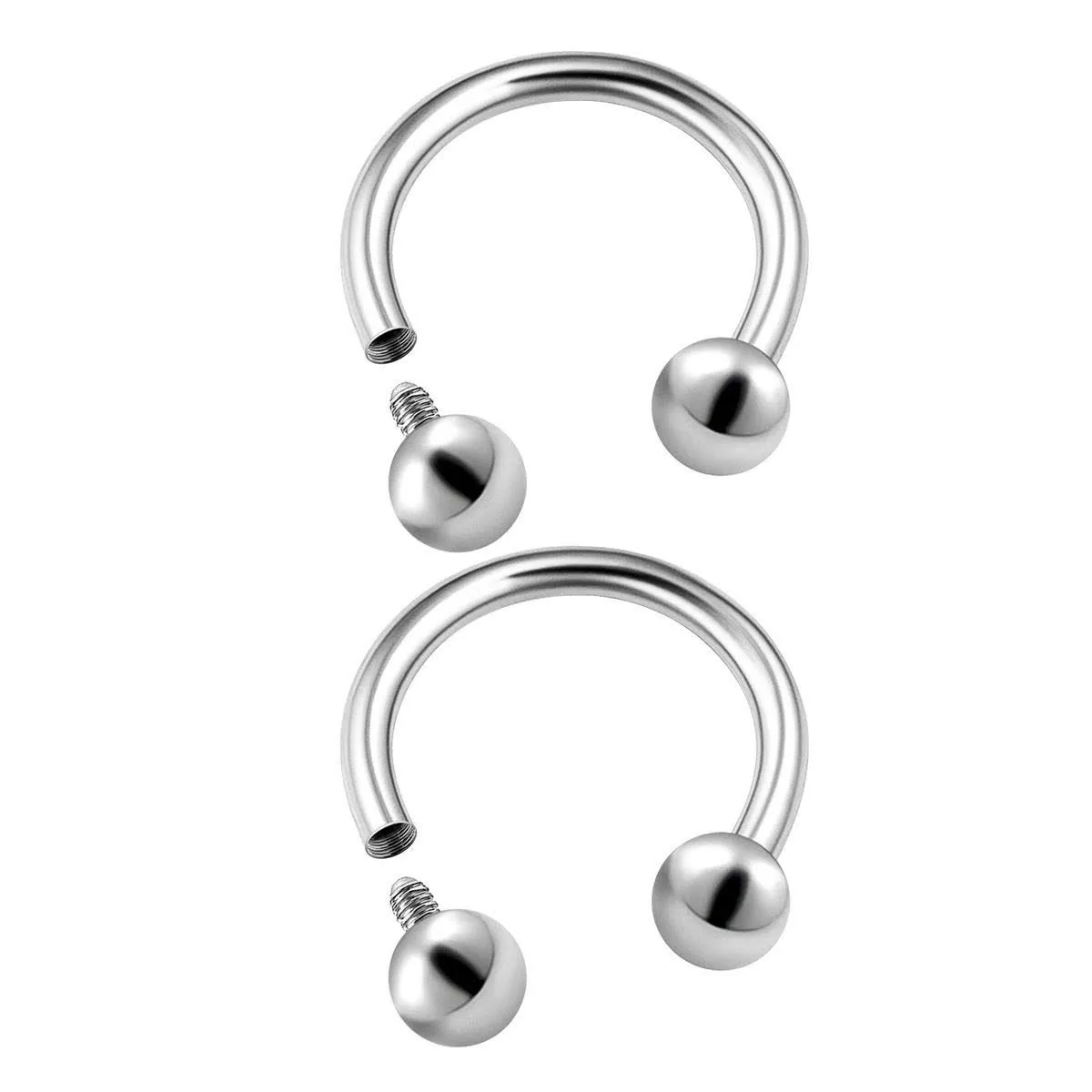 VIUJUH 2PCS Surgical Steel Internally Threaded Horseshoe Earrings 16g 5/16 8mm 3mm Ball Lobe Earrings Tragus Piercing Jewelry 2265 (8mm)