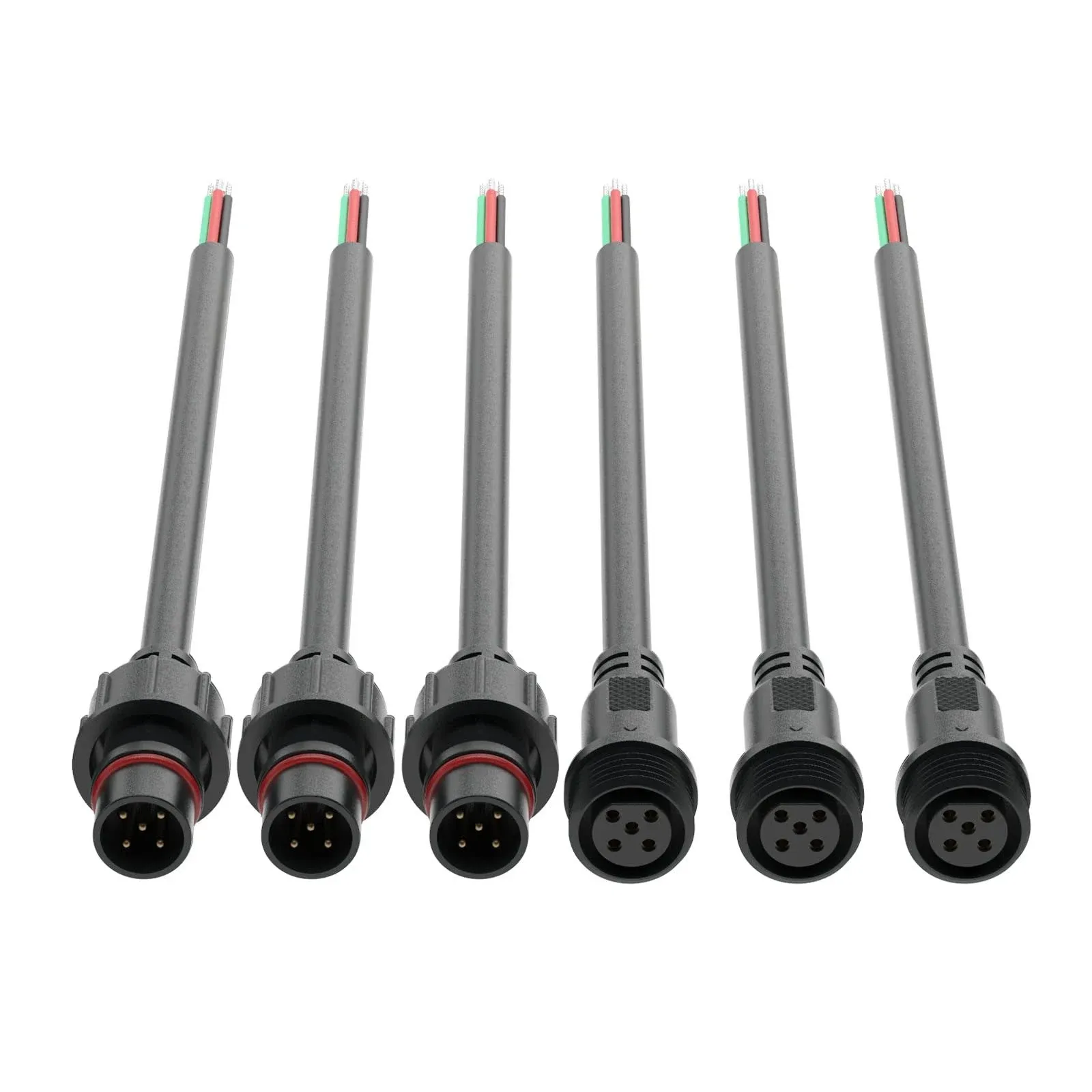 5 Pin Electrical Connector 22AWG IP65 Male Female Connector 7.87in/20cm Extension Cable for Car,Truck,Boat,Indoor/Outdoor LED Strip Lights/String 22mm Nut Big Size 3 Pairs