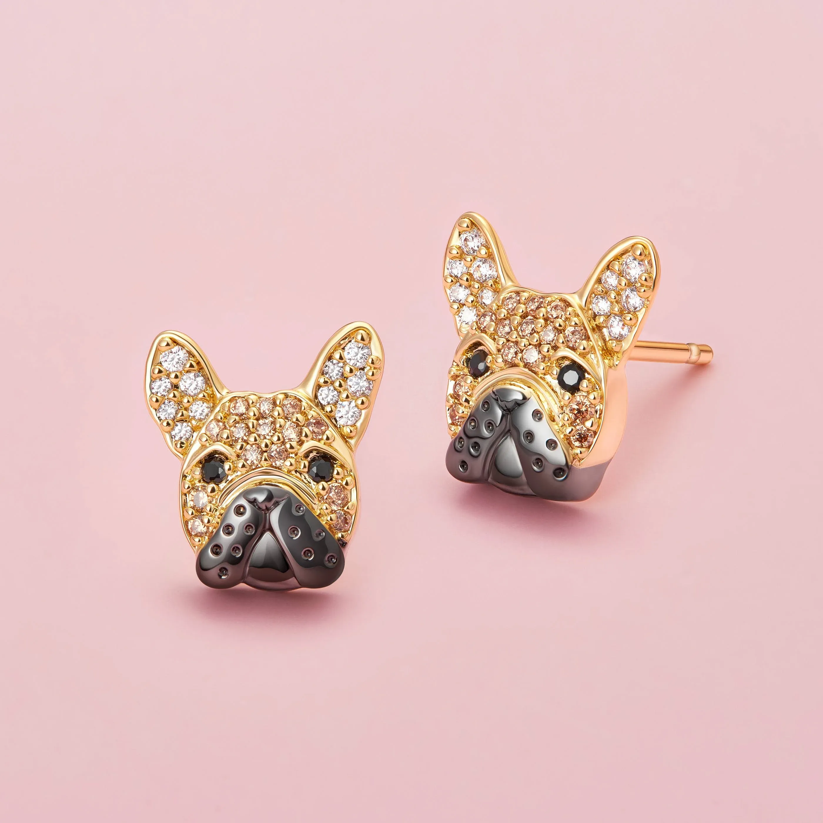 French Bulldog Sterling Silver Stud Earrings