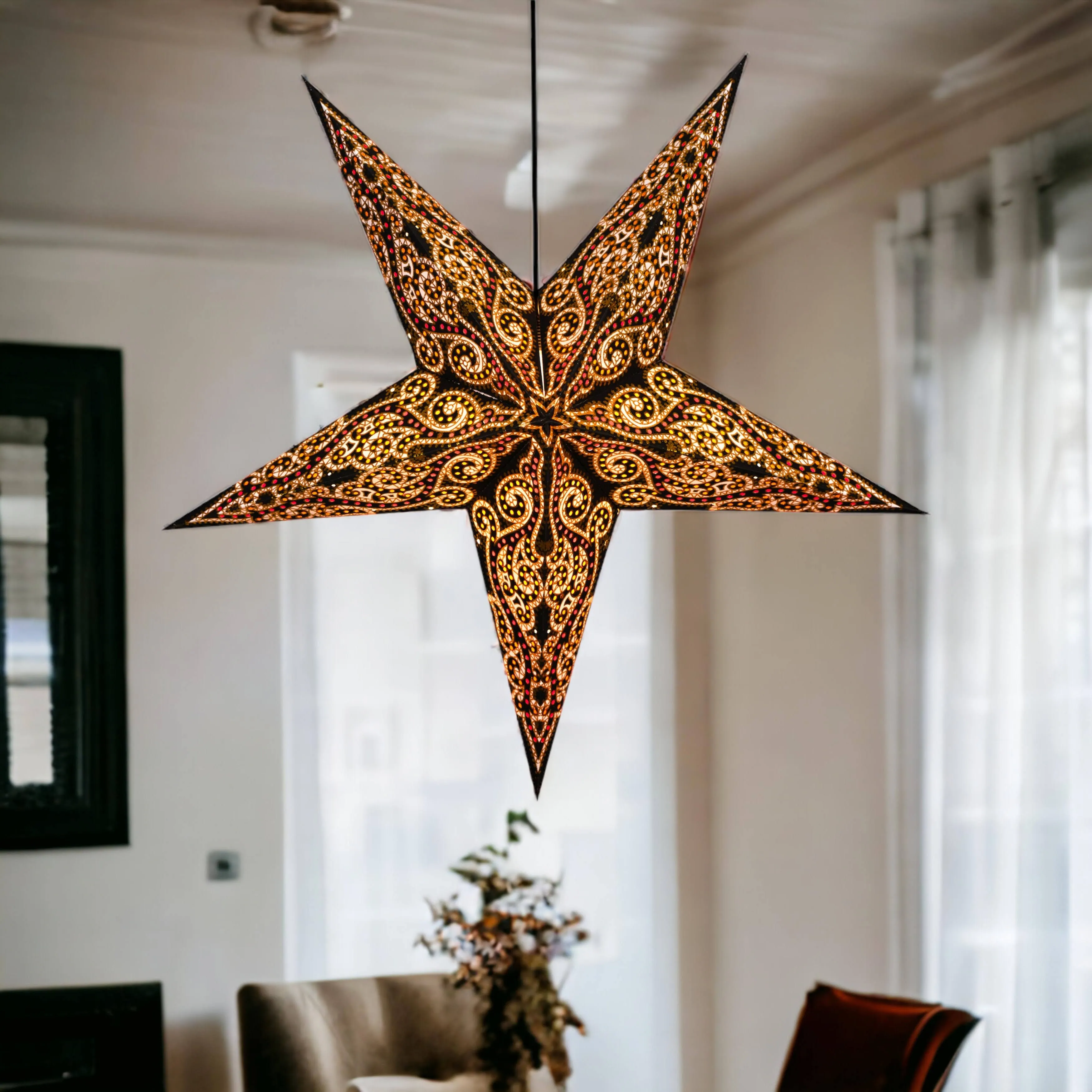 Paper Star Lantern Decoration - Hanging Star Lantern with Light, Perfect for Weddings, Christmas Holiday Birthday Party Celebration & Home DŽcor, Origin