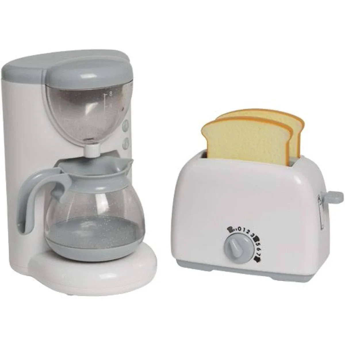 Constructive Playthings Coffee Maker Toy and Play Toaster with Pop Up Toast, Developmental Toddler Toys, Ages 3 Years and Up