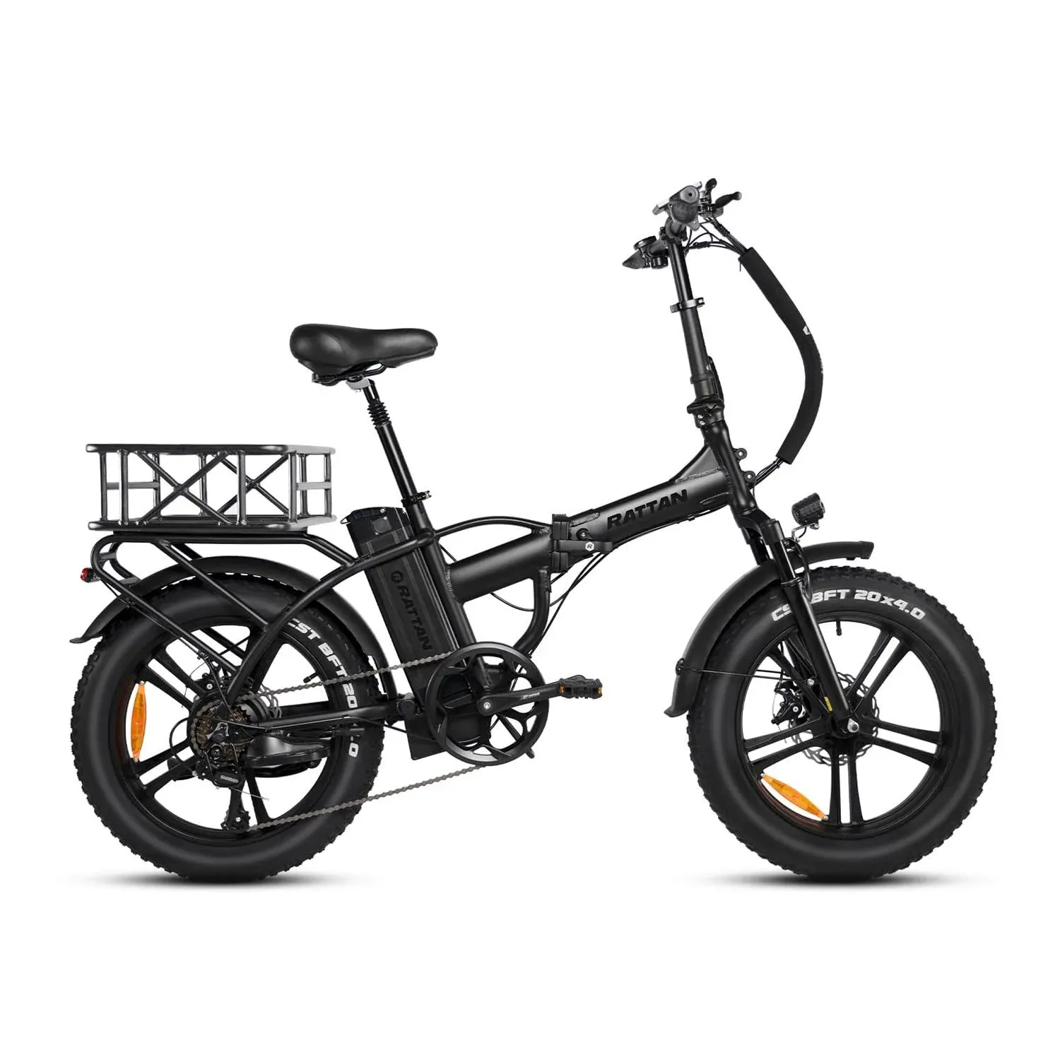 Rattan Foldable Step-Thru Ebike 48V 13Ah Removable Battery 2 Seater, with 2 Baskets