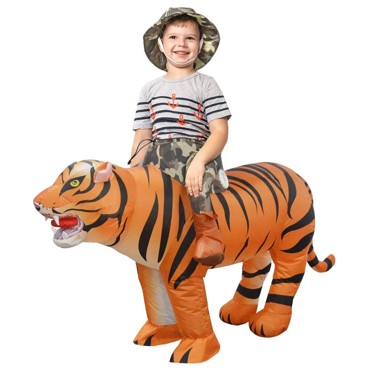 GOOSH 48 Inch Inflatable Tiger Costume, Inflatable Costumes for Kids, Funny Halloween Costumes for Kids Boys Girls Unisex Blow up Costume for Holiday/Party/Cosplay