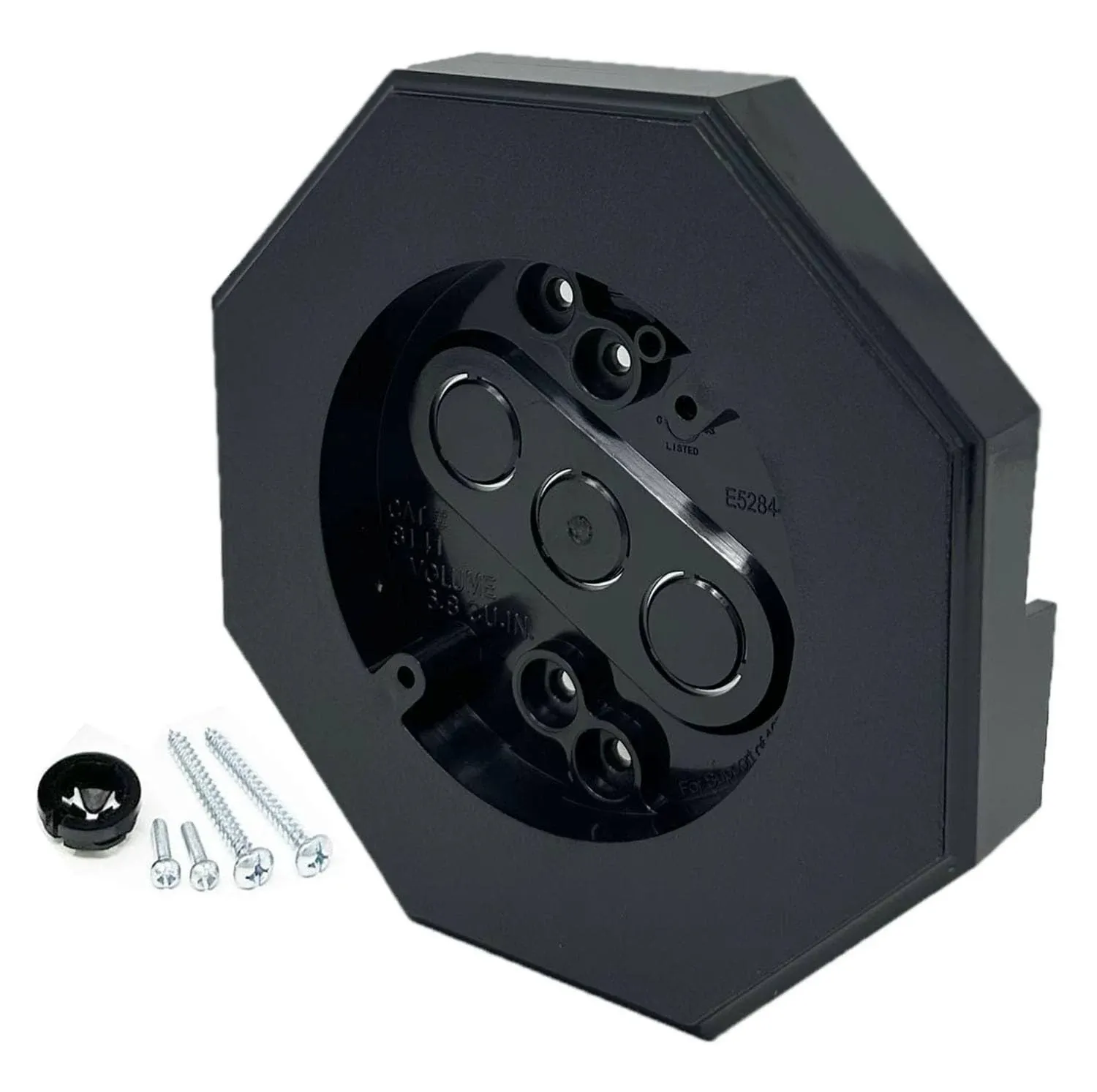 iMBAPrice 8141-BK-1 Black Color Vertical Siding Lamp Octagon Mounting Kit with Built-in Box for 1/2 Inch (0.5") Outdoor Vertical Siding Lap