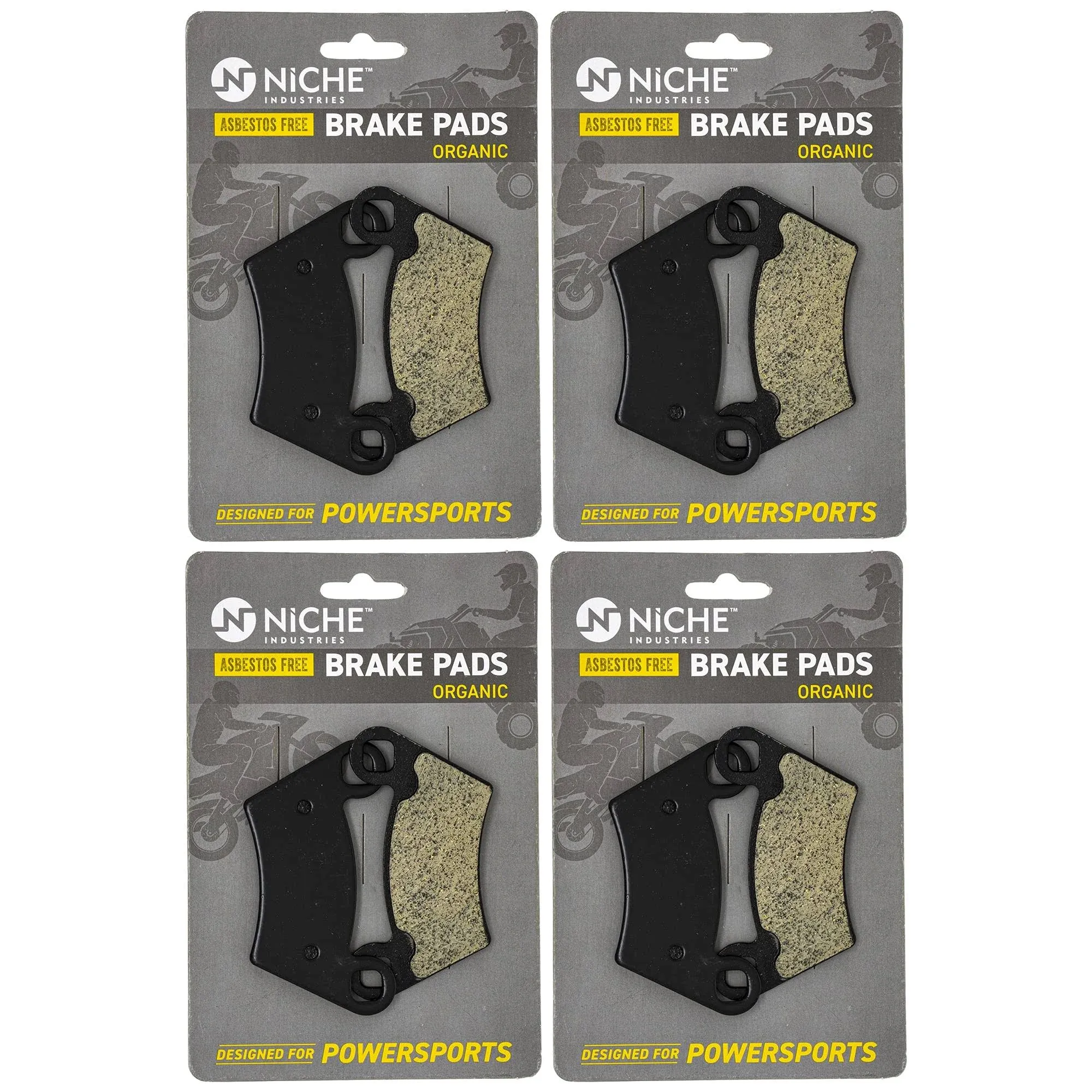 NICHE Brake Pad Set for Polaris 2202413 2202097 Front Rear Organic 4 Pack Ranger