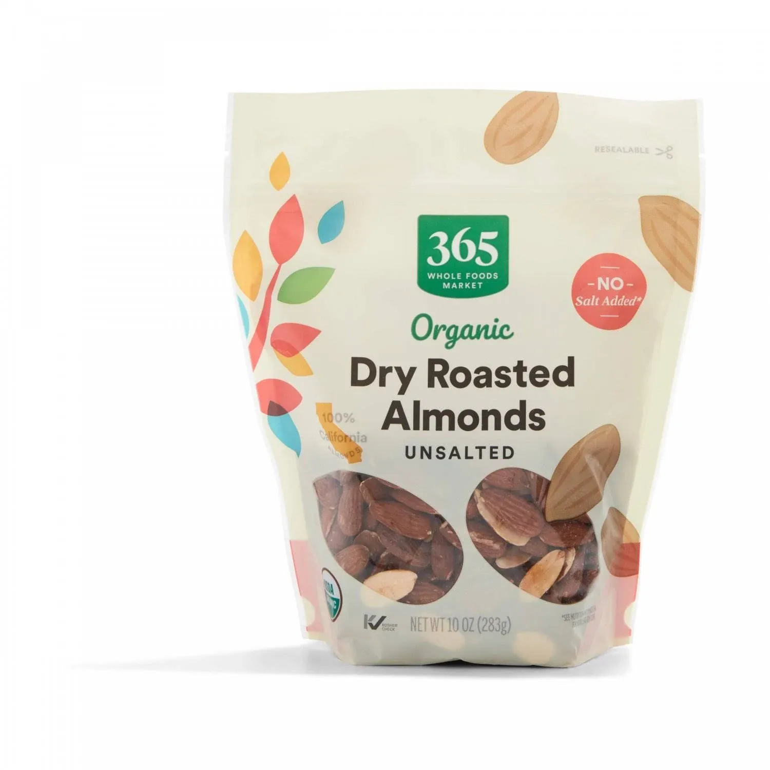 365 by Whole Foods Market, Organic Dry Roasted & Unsalted Almonds, 10 Ounce