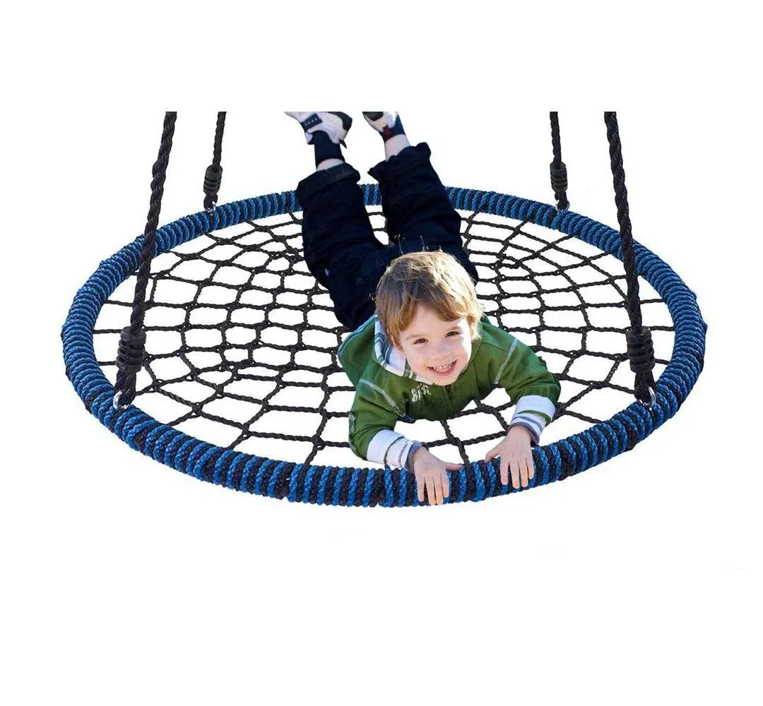 Royal Oak Giant 40" Spider Web Tree Swing, 600 lb Weight Capacity, Durable Steel Frame, Waterproof, Adjustable Ropes, Bonus Flag Set and 2 Carabiners, Non-Stop Fun for Kids (Blue)