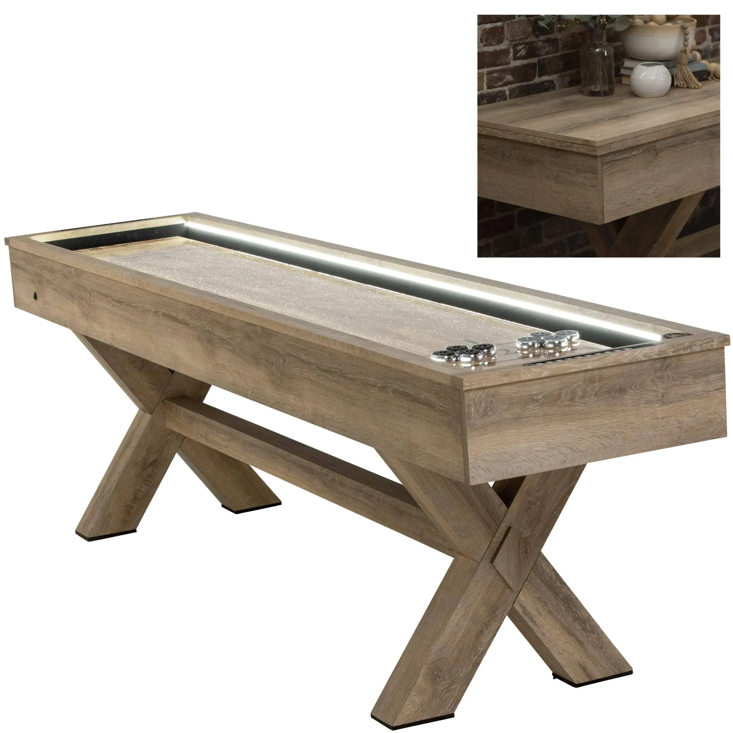 LED Shuffleboard Table with Buffet Top American Legend