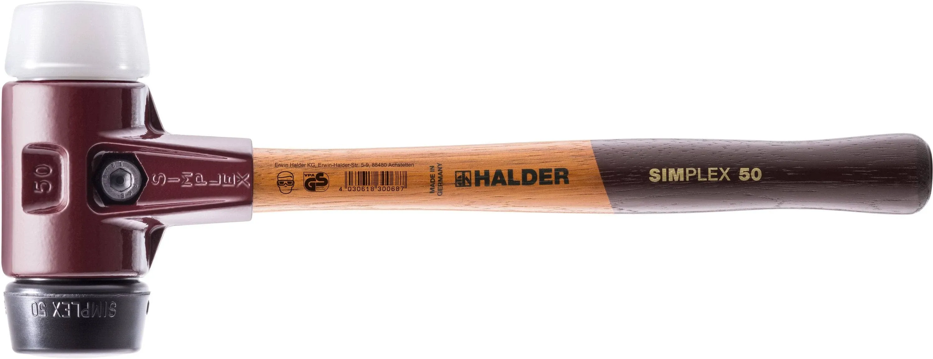 Halder Simplex 60 3.5 lbs. Mallet with Black Rubber and Superplastic Inserts