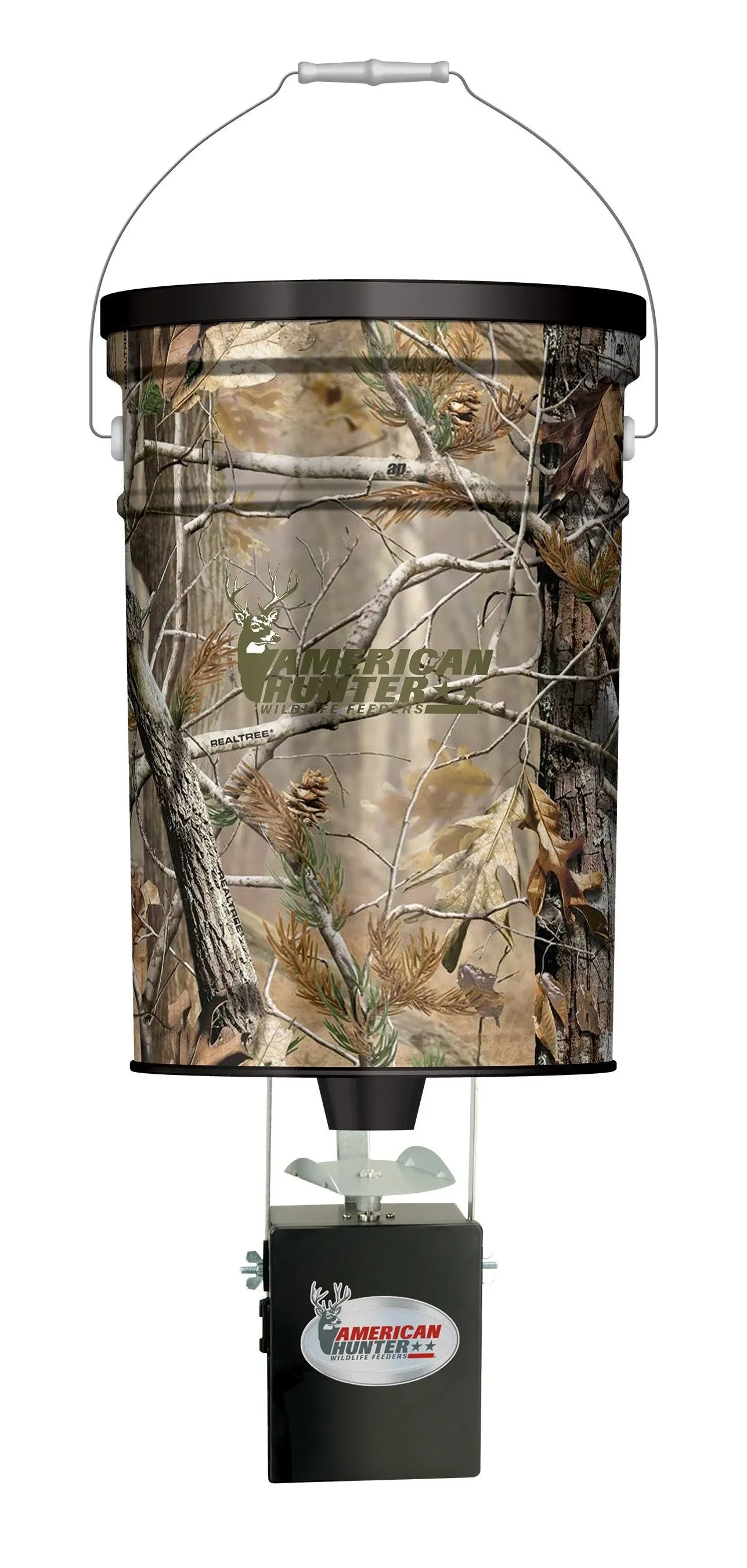 American Hunter 50 lb Hanging Feeder Eith E Kit and Realtree AP Camo