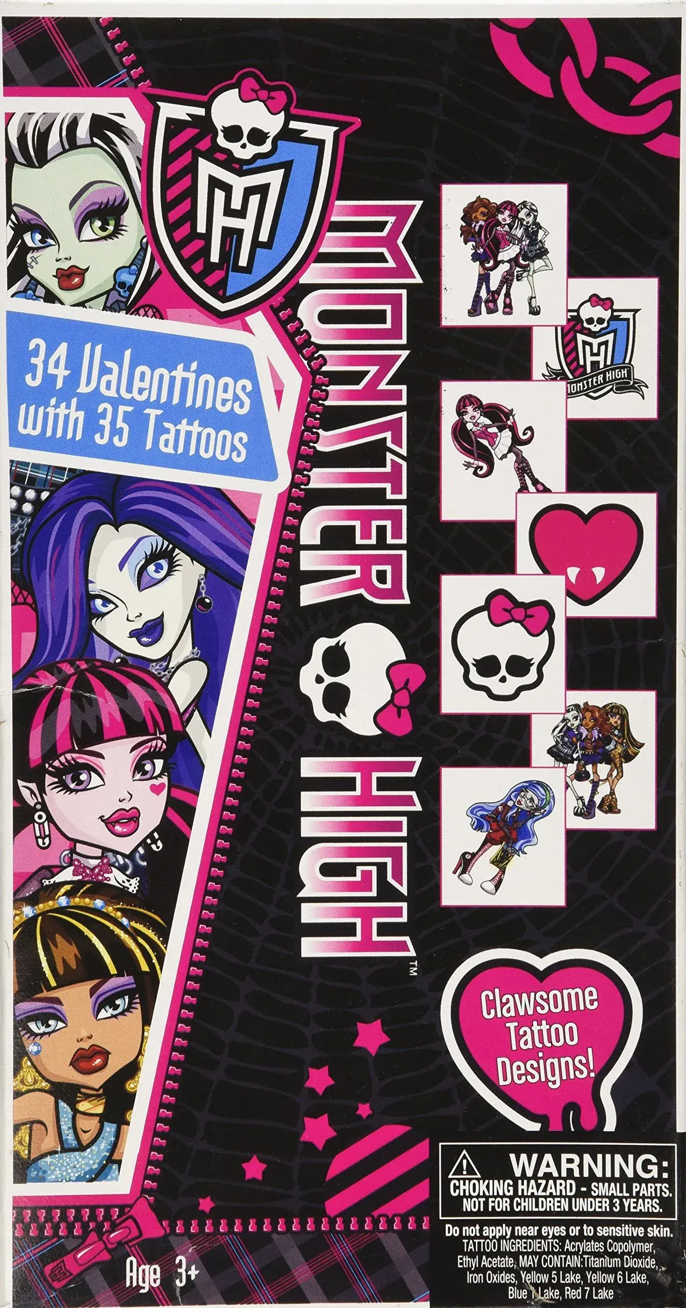 Monster High 34 Valentines with 35 Tattoos