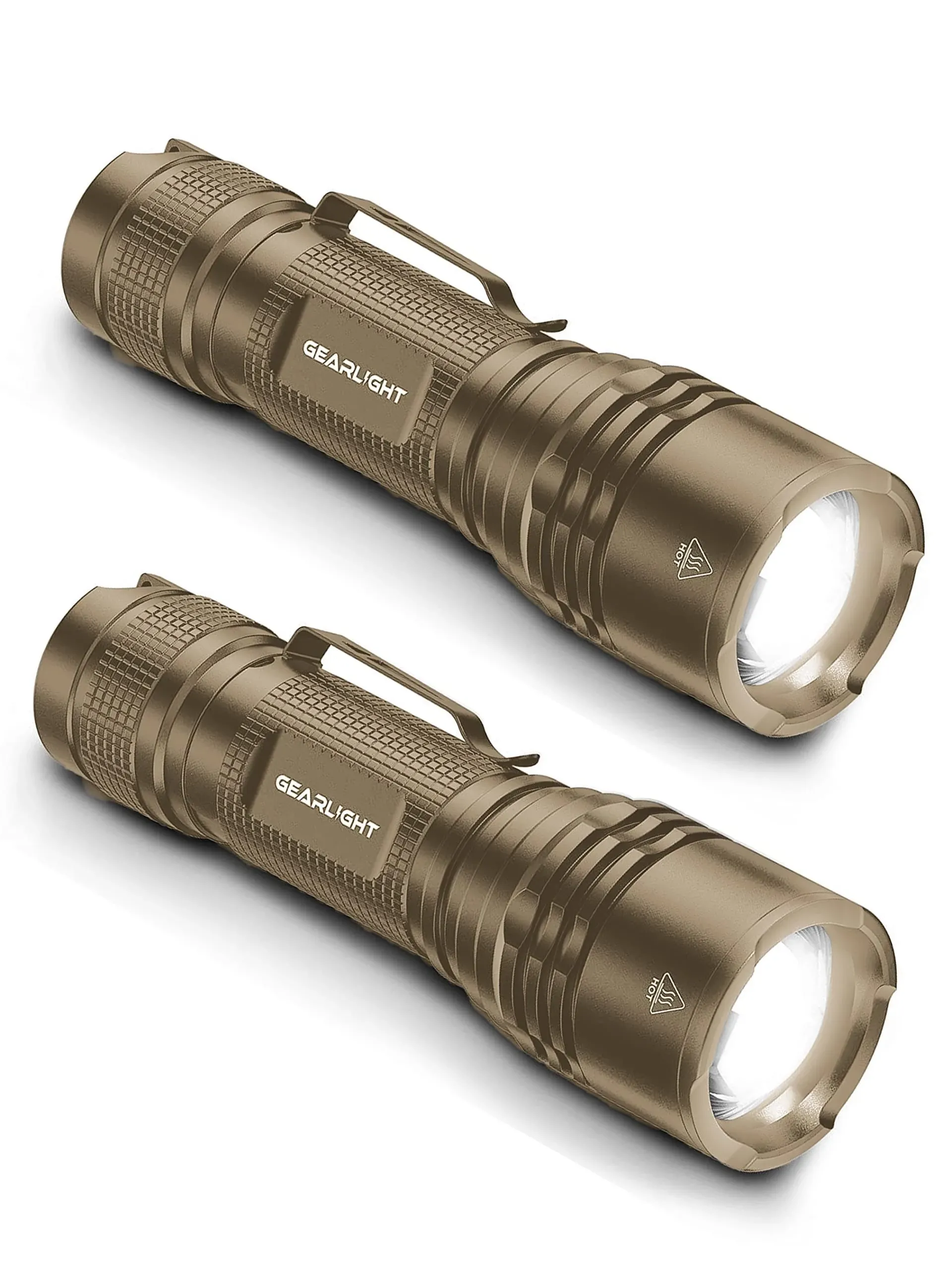 Gearlight TAC LED Flashlight Pack - 2 Super Bright, Compact Tactical Flashlights