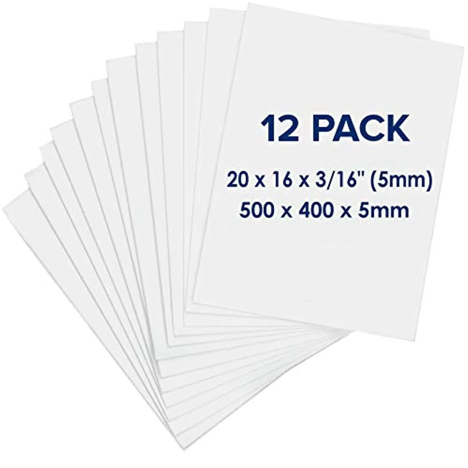 Foam Board 16 x 20 x 3/16" - Premium 12 Pack - White Poster Board Acid Free Double Sided Rigid Lightweight Signboard Foamboard for Crafts