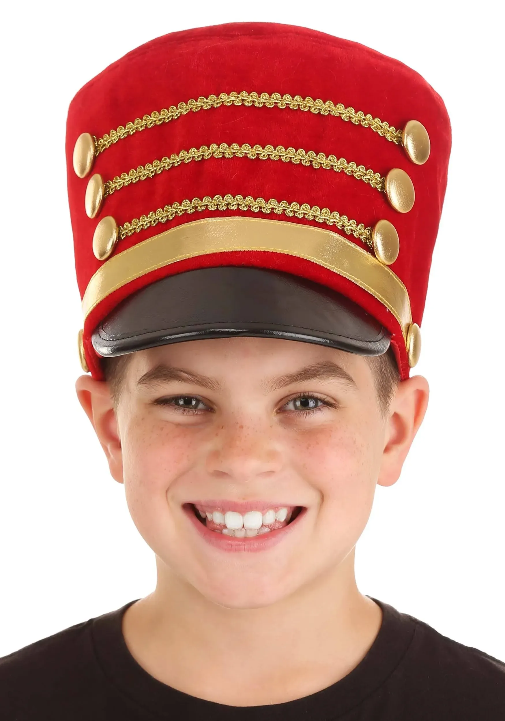 Toy Soldier Hat - Kepi Style Velvet Hat with Gold Braid Trim and Adjustable Fit