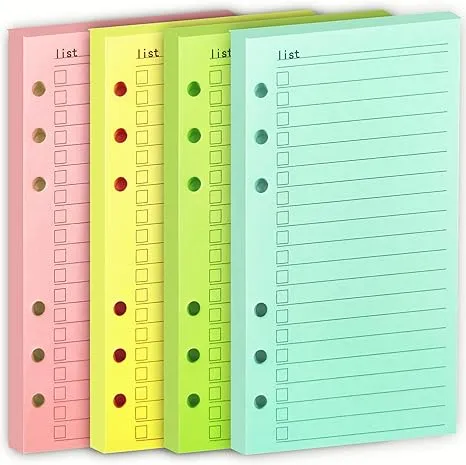 A6 Refill Paper Lined Color 6 Hole Loose Leaf Paper Planner Budget 6 Ring Binder