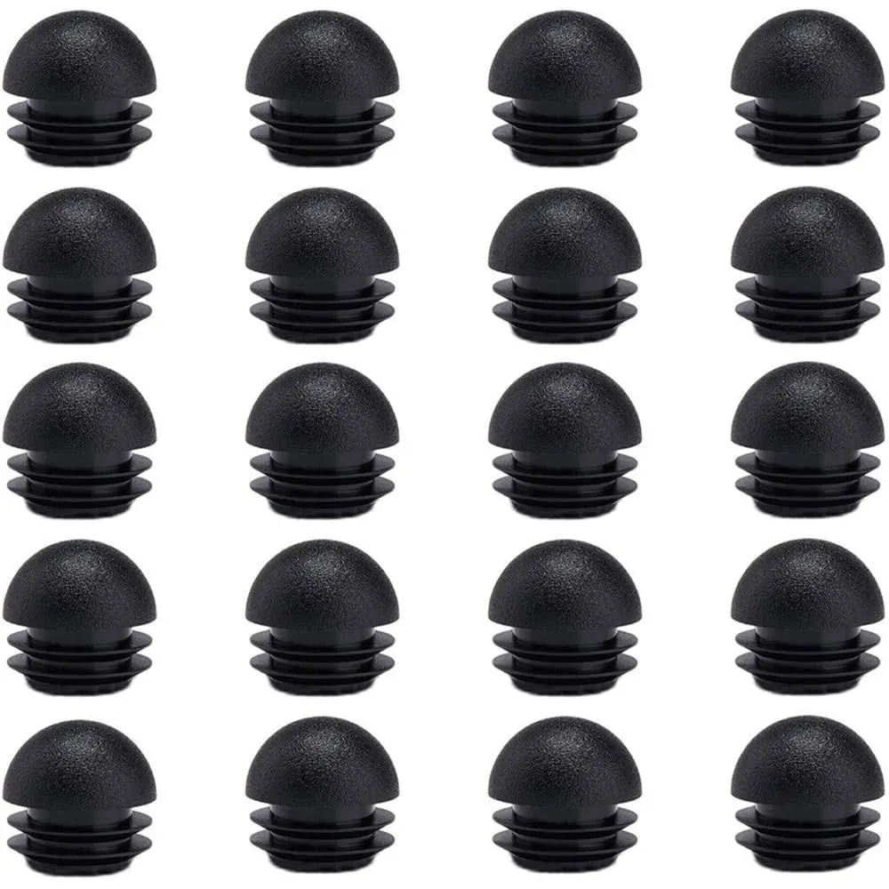 20PCS 25 mm (1 Inch) Plastic End Caps Plugs Chair Leg Inserts, Round Tube Inserts Chair Leg Glide Furniture Protectors, Black