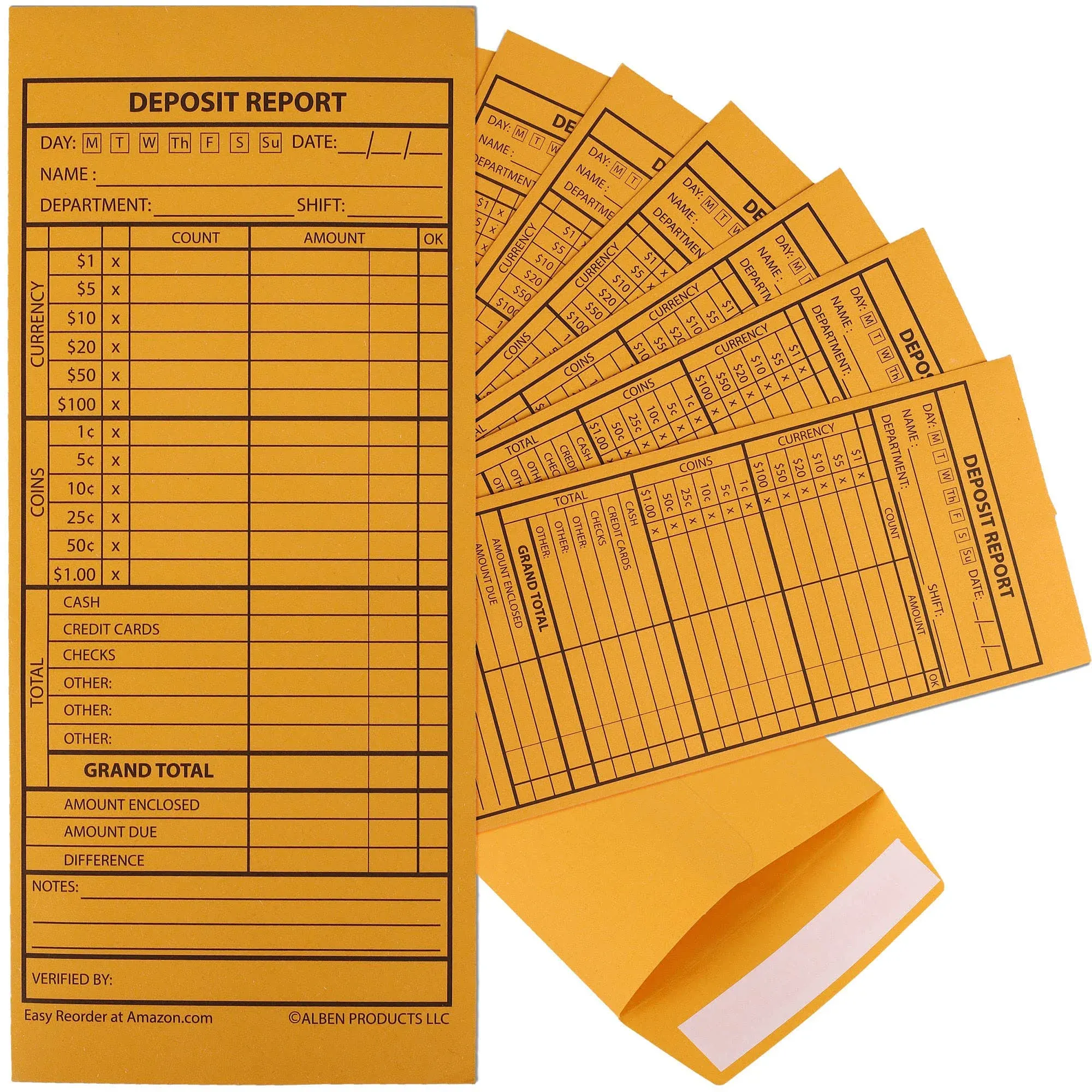 500 Cash Drop Envelopes - Bulk Cashier Deposit Envelopes for Cash Recordkeeping, Perfect for Business, Banks, Stores, Retail and Restaurants (Yellow